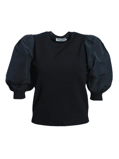 Shop Valentino Sweater With Puffed Sleeves In Black
