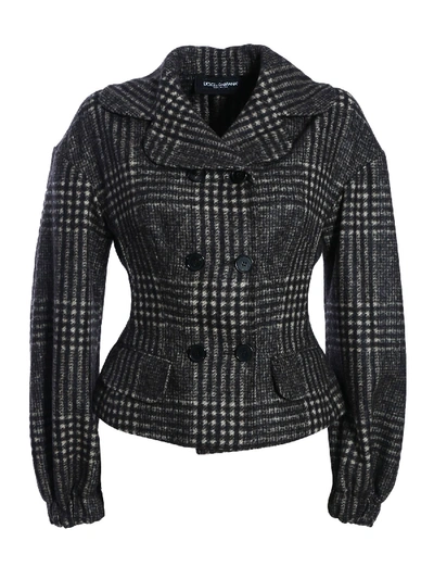 Shop Dolce & Gabbana Tartan Tweed Jacket In Brown