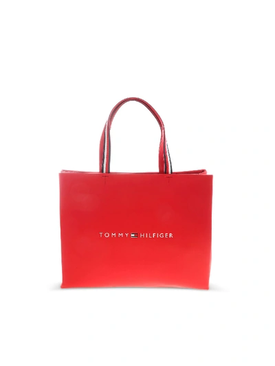 Shop Tommy Hilfiger Logo Print Shopper In Red