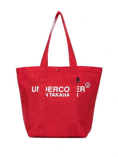 Shop Undercover Logo Print Tote Bag In Red