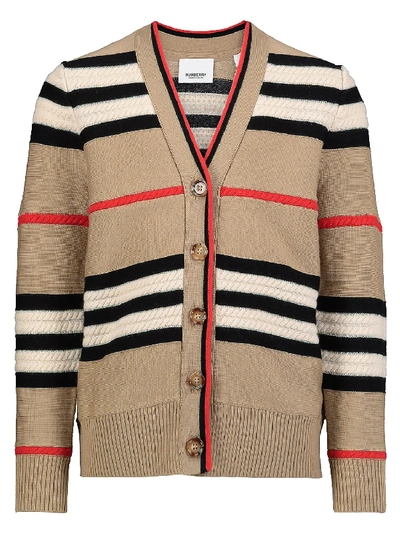 Shop Burberry Kids Cardigan For Girls In Beige