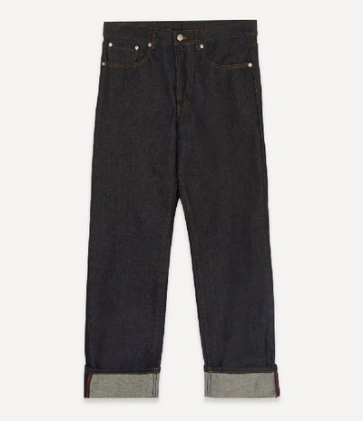 Shop Dries Van Noten Wide-leg Raw Jeans In Indigo