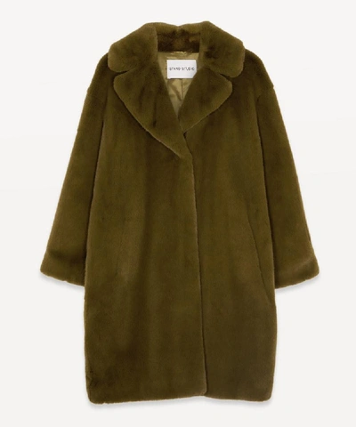 Shop Stand Studio Camille Faux-fur Coat In Green