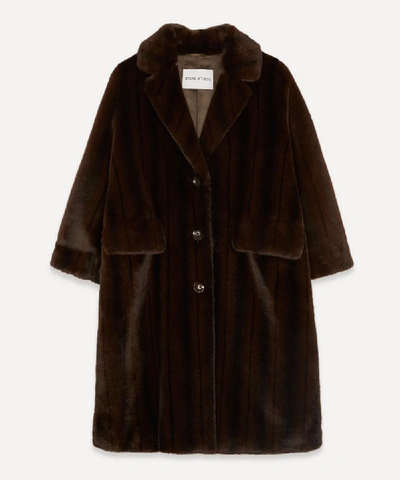 Shop Stand Studio Theresa Faux-fur Coat In Brown