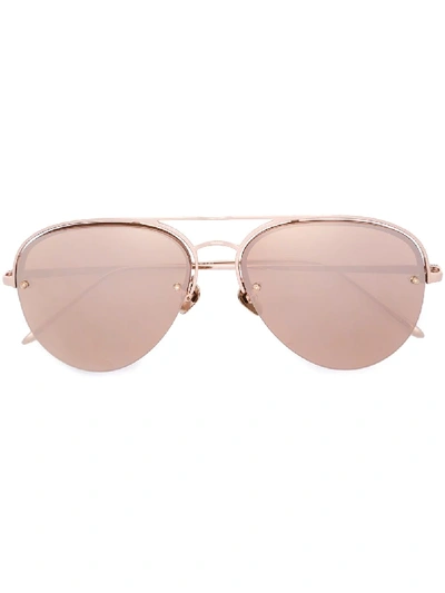 Shop Linda Farrow Aviator Shaped Sunglasses In Metallic