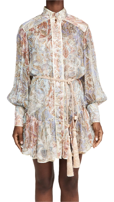 Shop Zimmermann Lucky Bound Mini Dress In Mixed Jacobean