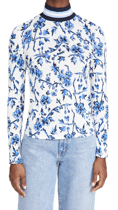 Tory Burch Printed Turtleneck In Blue Branches | ModeSens