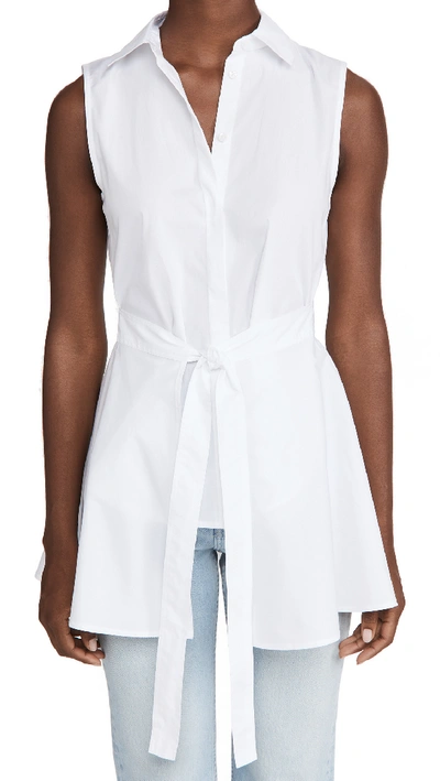 Shop Rosetta Getty Sleeveless Apron Wrap Shirt In White