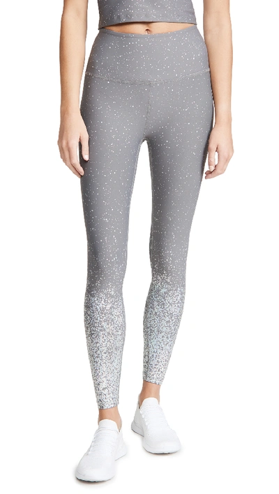 Shop Beyond Yoga Alloy Ombre High Waisted Midi Leggings In Stone Grey Silver Dizzy Speckl
