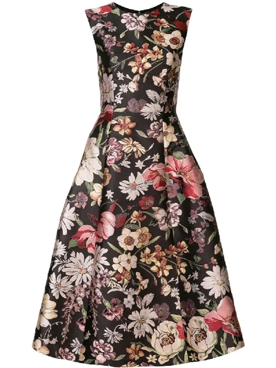 Shop Adam Lippes Floral A-line Dress In Black