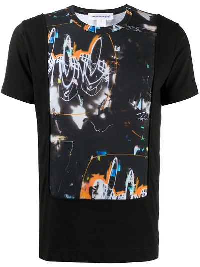 Shop Comme Des Garçons Shirt Abstract Print Panelled T-shirt In Black