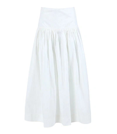 Shop Co White Ruched Midi Skirt
