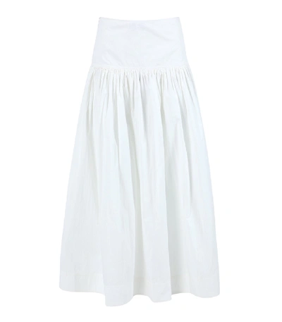 Shop Co White Ruched Midi Skirt