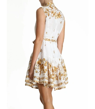 Shop Zimmermann Amelie Mini Sleeveless Paisley Dress In Yellow/white