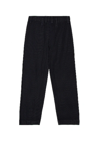 Shop Issey Miyake Straight Leg Trousers In Navy