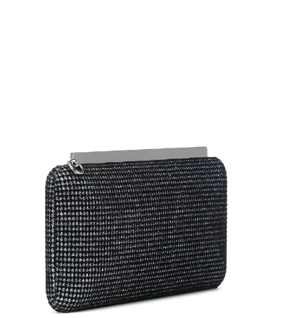 Shop Jimmy Choo Ellipse Embellished Velvet Clutch In Black