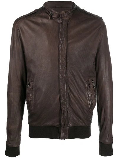 Shop Giorgio Brato Leather Zip-up Jacket In Brown