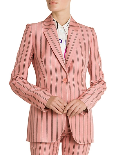 Shop Emilio Pucci Pinstripe One-button Blazer In Pink