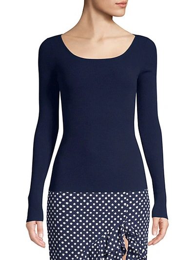 Shop Michael Kors Ribbed Long-sleeve Top In Black