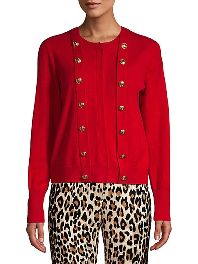 Shop Escada Soloria Wool & Cashmere Cardigan In Medium Red