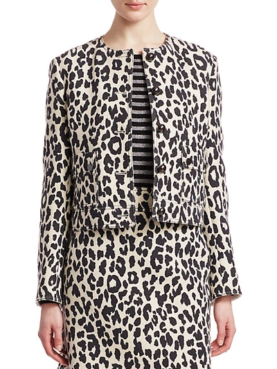 Shop Akris Punto Women's Boxy Leopard Print Jacket In Off White Black