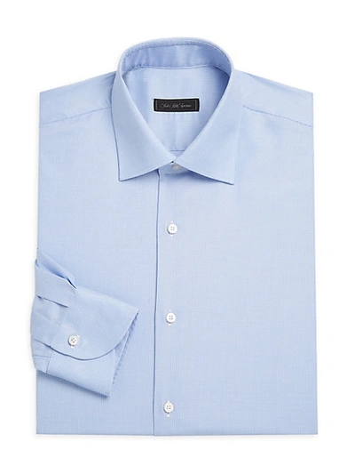 Shop Saks Fifth Avenue Collection Textured Hoodstooth Dress Shirt In Blue