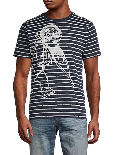 Shop Prps Men's Big Cherub Stripe Cotton T-shirt In Navy