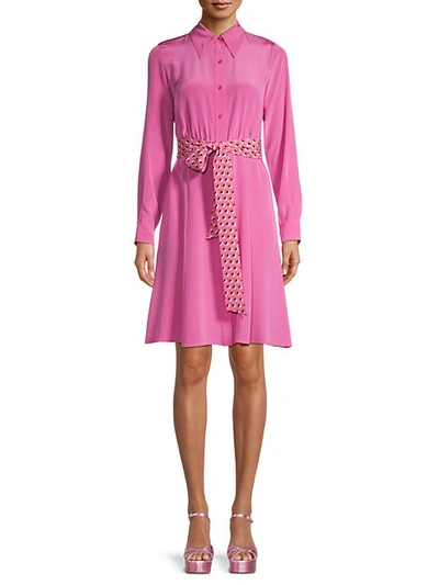 Shop Diane Von Furstenberg Dory Mallow Silk Shirtdress In Pink