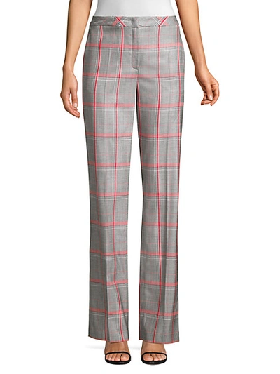 Shop Escada Taminotas Plaid Wide-leg Pants In Grey Multi