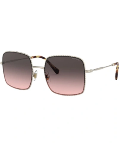 Shop Miu Miu Sunglasses, 0mu 61vs In Pale Gold/pink Gradient Grey