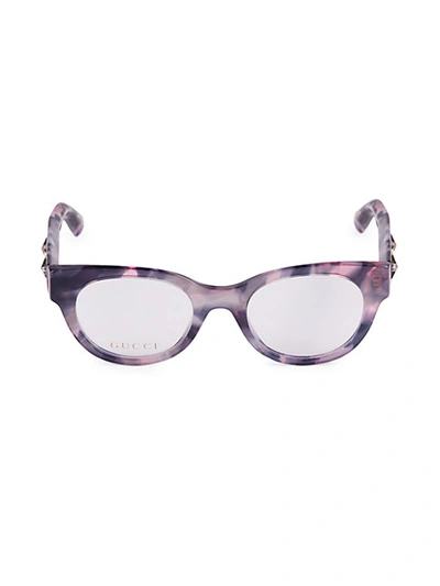 Shop Gucci 48mm Round Optical Glasses In Purple