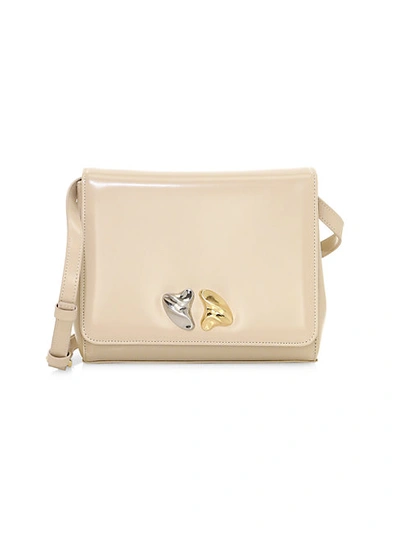 Shop Little Liffner Focaccia Leather Crossbody Bag In Ivory