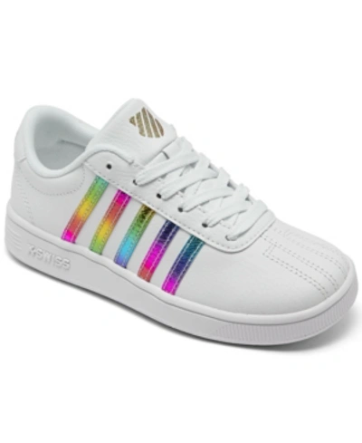 Shop K-swiss Little Girls Classic Pro Casual Sneakers From Finish Line In White, Rainbow