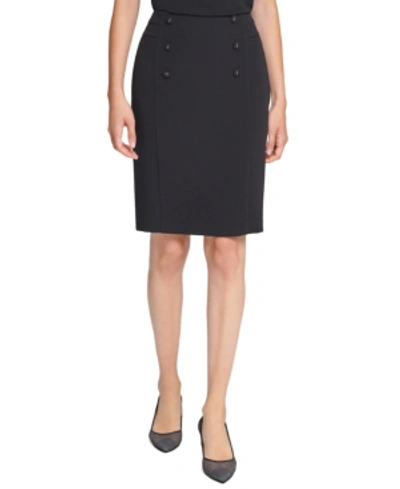 Shop Karl Lagerfeld Front-button Pencil Skirt In Black