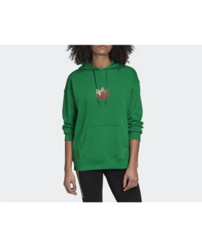 Shop Adidas Originals Women's 3d Trefoil Hoodie In Green