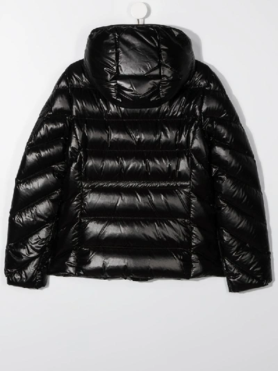 Shop Moncler Chevron-quilted Hooded Coat In Black