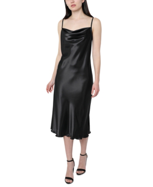 Bebe Satin Slip Dress In Black Modesens