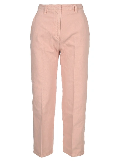 Shop Prada Cropped Denim Jeans In Alabastro Pink