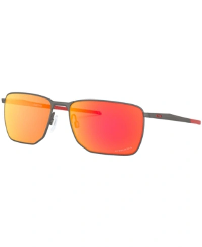 Shop Oakley Men's Sunglasses, Oo4142 In Matte Gunmetal/prizm Ruby