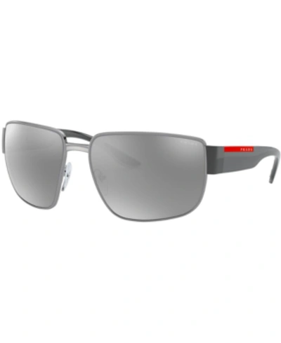 Shop Prada Sunglasses, 0ps 56vs In Gunmetal/light Grey Mirror Silver