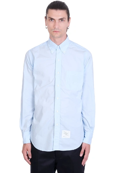 Shop Thom Browne Shirt In Cyan Cotton
