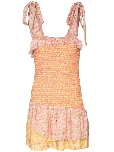 Shop Loveshackfancy Aya Sleeveless Mini Dress In Pink