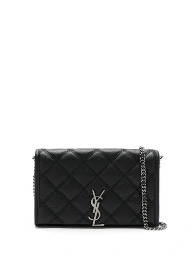 Shop Saint Laurent Ysl Chain Wallet In Black