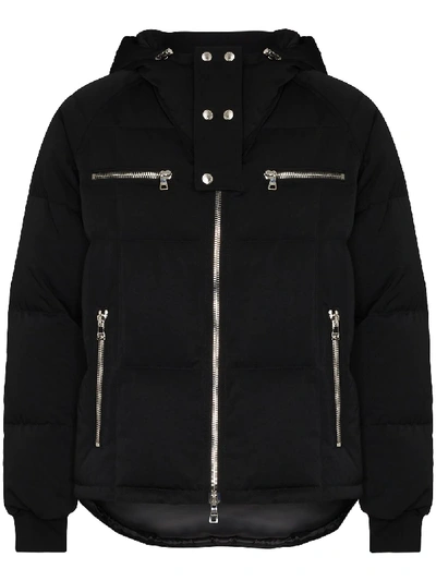 Shop Balmain Logo-print Hooded Puffer Jacket In Black