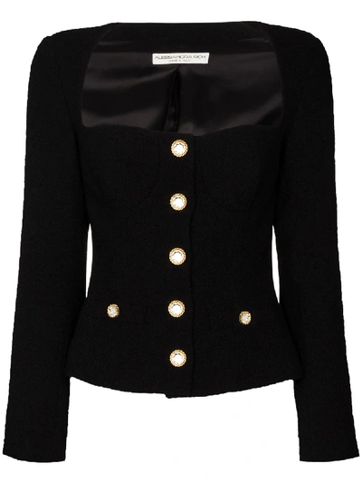 Shop Alessandra Rich Square-neck Blazer Jacket In Black