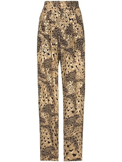 Shop Alessandra Rich Animal-print Straight-leg Trousers In Neutrals