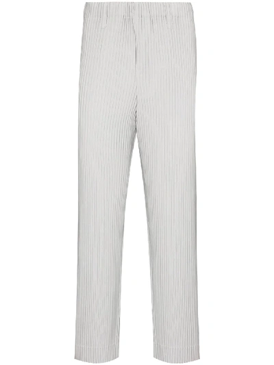 Shop Issey Miyake Plissé Straight-leg Trousers In Grey