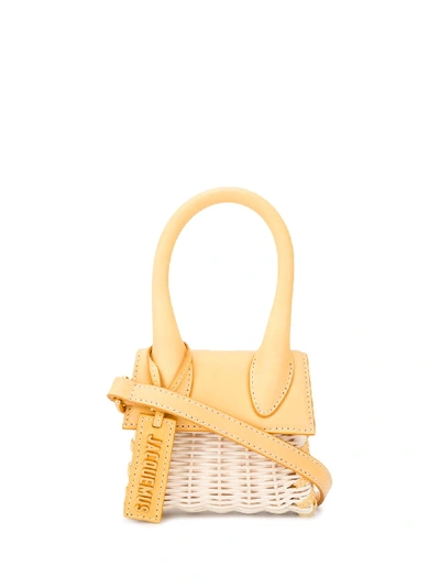 Shop Jacquemus Le Chiquito Wicker Mini Bag In Yellow