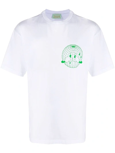 Shop Aries Sad Planet Crew Neck T-shirt In White