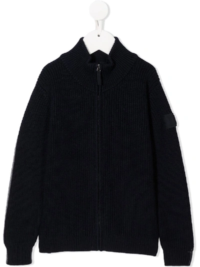 Il Gufo Reversible Zip-up Knitred Jacket In Blue